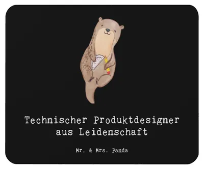 Produktbild von Mr. & Mrs. Panda Mauspad Technischer Produktdesigner Leidenschaft - Schwarz - Geschenk, pc mausunterlage, laptop mousepad, computer, Mouse Pad