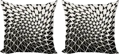 Produktbild von ABAKUHAUS Abstrakt Kissenbezug Set (2Stück), Moderne Reflexion Der Dreiecke Schafft Optische Täuschung Monochrome Kunst, 60 x 60 cm, Weiß Und Schwarz
