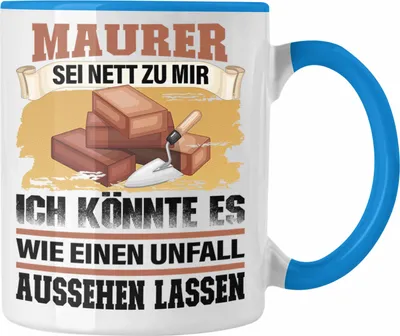 Produktbild von Trendation - Maurer Tasse Geschenk Lustiger Spruch Maurer-Meister Geschenkidee (Blau)
