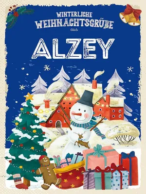 Produktbild von vianmo Holzschild 40x30 cm Weihnachtsgrüße aus ALZEY