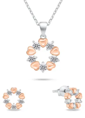 Produktbild von Zartes Bicolor-Schmuckset mit Zirkonen SET239WR (Ohrringe, Halskette)
