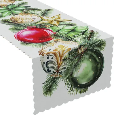Produktbild von MARKIZETA | Tischläufer - Weihnachtsläufer - weiß grün - 38 x 160 cm - Weihnachtsbaumschmuck - Weihnachts-Tischdecke