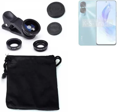 Produktbild von K-S-Trade Smartphone Kamera Linsen Set Kompatibel mit Honor 90 Lite 3in1 Clip-On Kamera Adapter Macro Weitwinkel FishEye Fischauge Objektiv Linse
