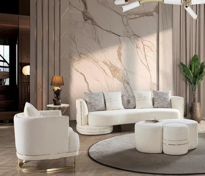 Produktbild von Weißer weicher 3-Sitzer-Sofa Stoffsofa Polstermöbel für das Wohnzimmer
