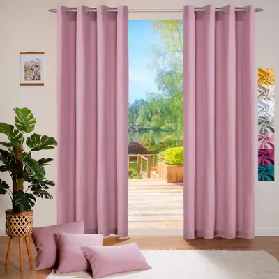 Produktbild von heimtexland ® Deko Vorhang Baumwolle Dekoschal Blickdicht Einfarbig Ösenschal Gardine Typ849 Rosé HxB 225x140 cm