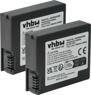 Produktbild von vhbw 2x Akku Ersatz für Sony NP-FF51, NP-FF50 für Videokamera Camcorder (700 mAh, 7,4 V, Li-Ion)