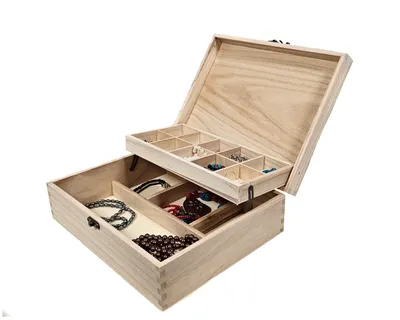 Produktbild von zweistöckigen Ordnungsbox Holz Schmuckkästchen Aufbewahrungsbox Sammelkasten