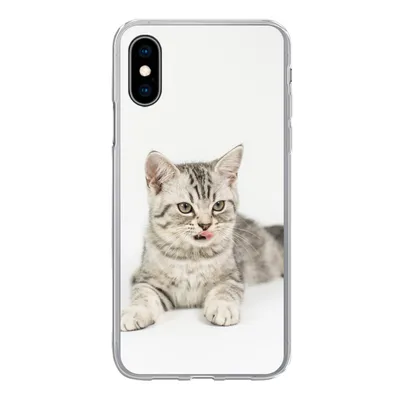 Produktbild von MuchoWow® Handyhülle Schutzhülle Hülle für iPhone X Kitten - Weiß - Sohle - Mädchen - Kinder - Jungen - Kind Silikon Softcase Handy Hülle - Handyhülle