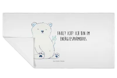 Produktbild von Mr. & Mrs. Panda Handtuch Eisbär Faul - Weiß - Geschenk, kleines, Flauschtuch, Nordpol, Teddy, Bär, Arbeit, baumwolle, Homeoffice, Büro, Frotteehandtuch, 50x100