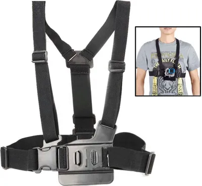 Produktbild von Extrem-Sport Front Brustgurt Elastischer Gürtel Schultergurt-Halterung für GoPro, Insta360, DJI Osmo & andere Action-Kameras, Farbe:Schwarz