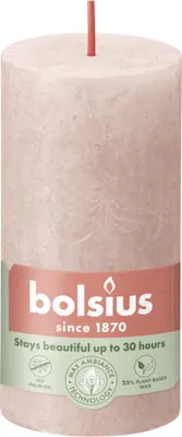 Produktbild von Bolsius Rustik Stumpenkerze nebeliges Rosa, Höhe: 10 cm, Ø 5 cm