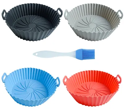 Silikonform rund 16,5 cm, 4er-Set, wiederverwendbar für Airfryer