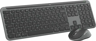 Produktbild von Logitech Signature Slim Combo MK950, Kabellos, RF Wireless + Bluetooth, Scherenschalter, QWERTY, Graphit, Maus enthalten