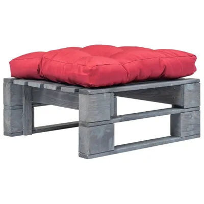 Produktbild von Möbel Outdoor-Ottomane Paletten mit Kissen in Rot Holz Grau - Gartenhocker 275283