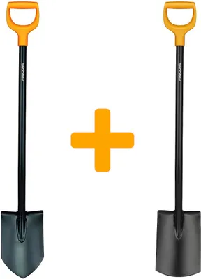 Produktbild von Fiskars Gartenarbeits-Set: Solid Spaten spitz und Solid Spaten rund im Vorteilspaket