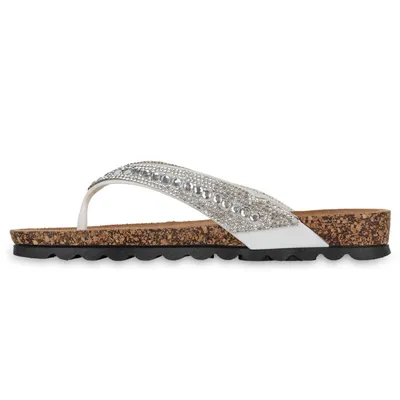 Produktbild von VAN HILL Damen Zehentrenner Sandalen Strass Profil-Sohle Schuhe 841028, Farbe: Weiß, Größe: 36