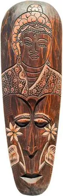 Produktbild von Maske mit Buddha, wahlweise in 50 cm oder 100 cm, Holz-Maske aus Bali, Wandmaske, Grösse:ca. 50 cm