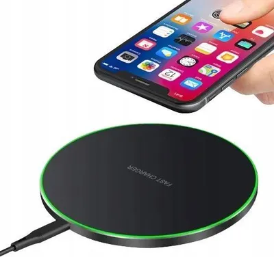 Image de chargeur rapide 15 W avec fonction de charge par induction pour tous les téléphones portables + câble QI USB-C