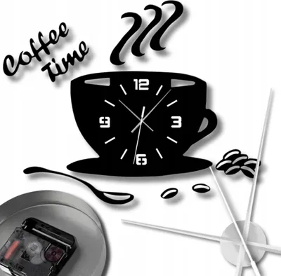 Immagine prodotto di OMNA | Orologio da parete con design a tazzina di caffè - Nero - Effetto 3D - Moderno e decorativo