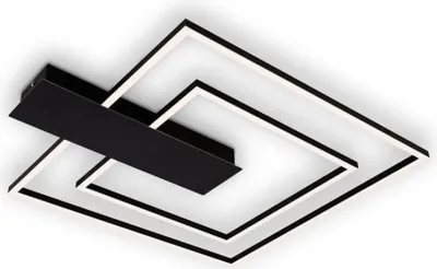 Productafbeelding van LED plafondlamp, dimbaar, 28W, 3000 lm, 3000 K, 48x48 cm, Nico Duo, zwart, met geheugenfunctie