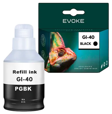 Image de Cartouche d'encre Evoke, compatible avec les imprimantes Canon GI-40 GI40, noire, 170 ml, compatible avec les modèles PIXMA G5040, G6040 et GM2040