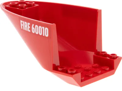 Produktbild von 1xLego Flugzeug Rumpf Heck 6x10x4 rot Sticker Fire 60010 weiß gewölbt 87616pb008