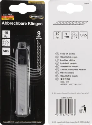 Produktbild von 10er Pack Abbrechklingen 9 mm abbrechbare Klingen SK5