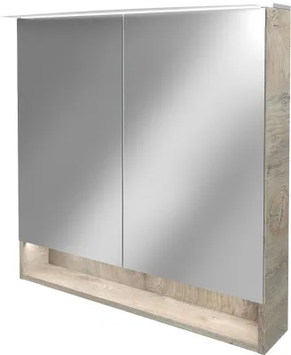 Produktbild von FACKELMANN LED Spiegelschrank B.STYLE / Badschrank mit gedämpften Scharnieren / Maße (B x H x T): ca. 80 x 81,2 x 15,3 cm / hochwertiger Schrank mit Spiegel und Beleuchtung / Korpus: Grau