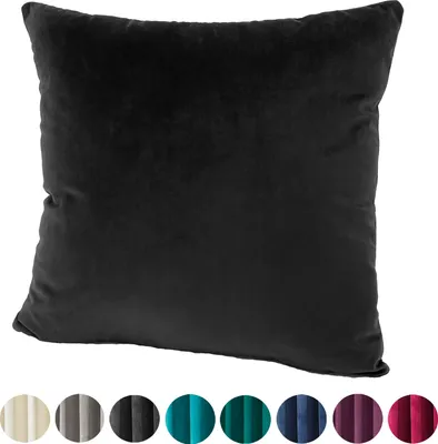 Produktbild von heimtexland ® Samt Deko Kissen Vorhang Velour Ösen Gardine Blickdicht Typ641 Schwarz Kissenhülle 50x50 cm