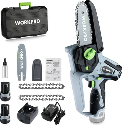 Produktbild von WORKPRO Akku-Kettensäge 12V, Mini-Astschere, Schnittlänge, ideal für Gartenarbeiten, Astscheren und Holzschnitt