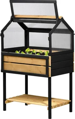 Image de Jardinière surélevée en bois de pin, L, 76 x 48 x 118 cm, anthracite