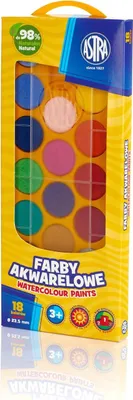 Zdjęcie produktu dla Astra Farby akwarelowe 18 kolorów wodorozcieńczalne