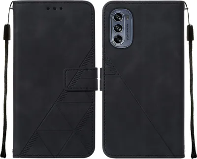 Produktbild von Moto G62 5G Hülle, Schlank Prägung Flip Leder Kartenfächer Schutzhülle mit Ständer für Motorola Moto G62 5G Schwarz