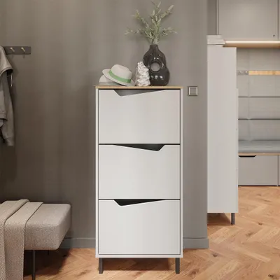 Immagine prodotto di Scarpiera da ingresso Vicco Marelle Bianco/Artisan 60 x 129.5 cm con 3 scomparti, Model 57861