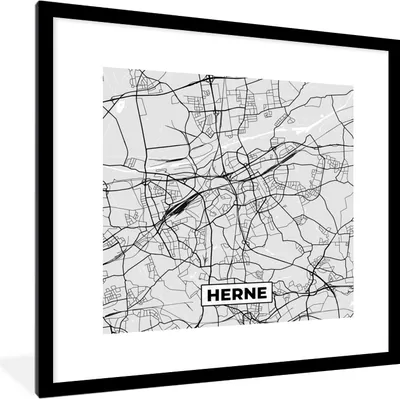 Produktbild von MuchoWow® Gerahmtes Poster Karte - Stadtplan - Deutschland - Herne 40x40 cm - Poster mit Schwarzem Bilderrahmen Wandposter Rahmen Foto Bilder - Poster - Plakat im Rahmen