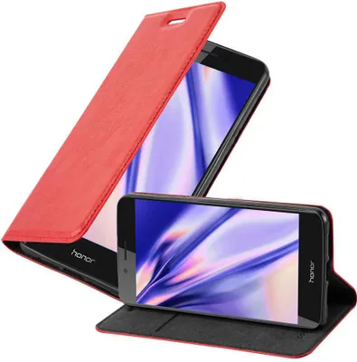 Produktbild von Cadorabo Hülle für Honor 6C Schutz Hülle in Rot Handyhülle Etui Case Cover Magnetverschluss