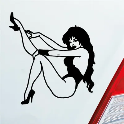 Produktbild von Auto Aufkleber Frau Pin Up Girl Vintage Sexy 10x10,5 cm Schwarz Glanz Sticker Heckscheibenaufkleber