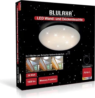 Produktbild von BLULAXA LED-Deckenleuchte, Aina-L rund, 24 W, 1600 lm, 330 mm, SwitchCCT, Kristalleffekt