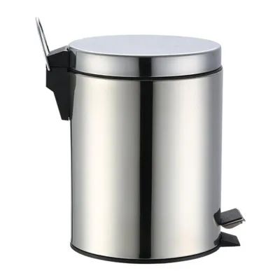 Image de Poubelle en acier inoxydable Poignée ergonomique silencieuse Poubelle de cuisine avec repose-pieds antidérapant pour chambre à coucher salon 5L