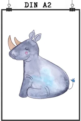 Produktbild von Mr. & Mrs. Panda Bild Einhorn Nashorn DIN A2 - Weiß - Geschenk, kunstdruck poster, Nashörner, Lustig, Zoo, Wandbild, wanddeko, Unicorn, Wanddekoration, Regenbogen, drucke