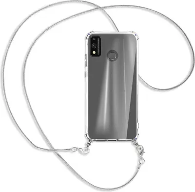 Produktbild von Handykette Backcover-Schutzhülle mit Band (Metall silberfarben) für Honor 9X Lite - silberfarbene Kette Snake