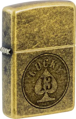 Produktbild von Zippo Benzin-Feuerzeug messing antik graviert Lucky 13, unbefüllt 60007741