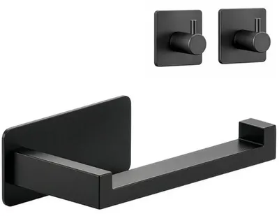 Produktbild von MINISMUS Toilettenpapierhalter Edelstahl Schwarz, mit 2 Wandhaken