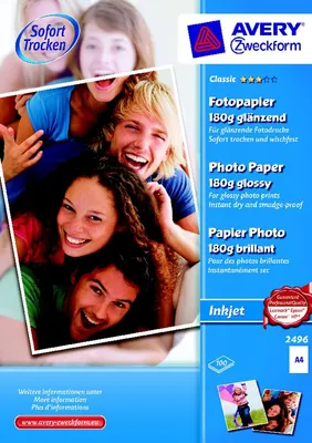 Produktbild von Inkjet-Fotopapier Classic A4 einseitig beschichtet glänzend 180 g/qm 100 Blatt Packung mit 10 Stück