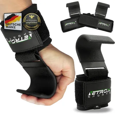 Immagine prodotto di Cinghie di sollevamento con gancio per il sollevamento pesi e l'allenamento della forza, taglia Small, colore nero