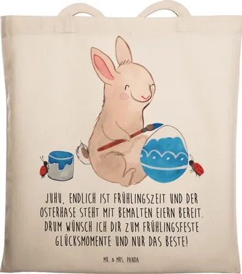 Produktbild von Mr. & Mrs. Panda Tote Bag Hase Marienkäfer - Transparent - Geschenk, Osterhase, Ostergeschenke, Ostern, Tragetasche, Beutel, Frühling, Laptoptasche, Schultasche, Tasche