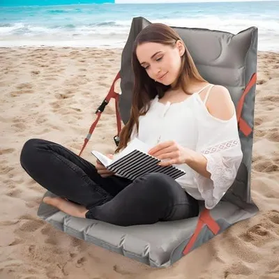 Produktbild von Aufblasbares Sitzkissen für Reisen mit Rückenstütze