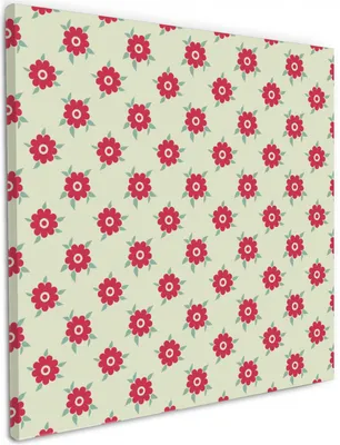 Produktbild von Wallario Premium Leinwandbild Muster mit Blüten und Blättern in Größe 50 x 50 cm