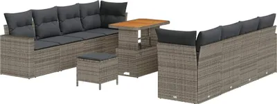 Immagine prodotto di vidaXL Set di divani da giardino con cuscini 12 pezzi Grigio poli rattan