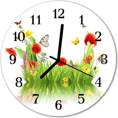 Produktbild von Glasuhr Wanduhr Küchenuhr Echt-Glas 30fi cm Wiese mehrfarbig